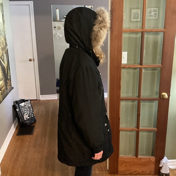 London fog black removable liner hooded coat. - Picture 2 of 15